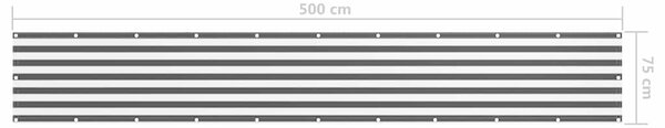 Balkónová zástěna antracitová a bílá 75x500 cm oxfordská látka 134878