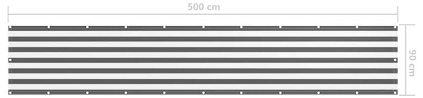 Balkónová zástěna antracitová a bílá 90x500 cm oxfordská látka 134882