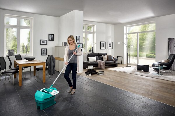 Set podlahový mop PROFI + vědro na kolečkách PROFI s nášlapným ždímáním LEIFHEIT 55096