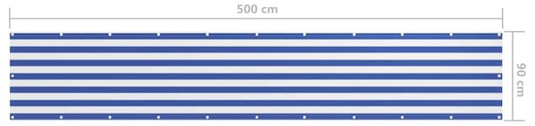 Balkónová zástěna bílá a modrá 90 x 500 cm oxfordská látka 134918