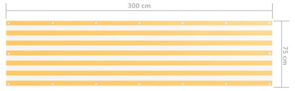 Balkónová zástěna bílo-žlutá 75 x 300 cm oxfordská látka 134900