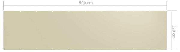 Balkónová zástěna krémová 120 x 500 cm oxfordská látka 134958