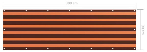 Balkónová zástěna oranžová a hnědá 90 x 300 cm oxfordská látka 134928