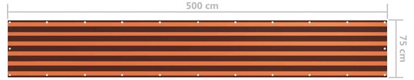 Balkónová zástěna oranžovo-hnědá 75 x 500 cm oxfordská látka 134926