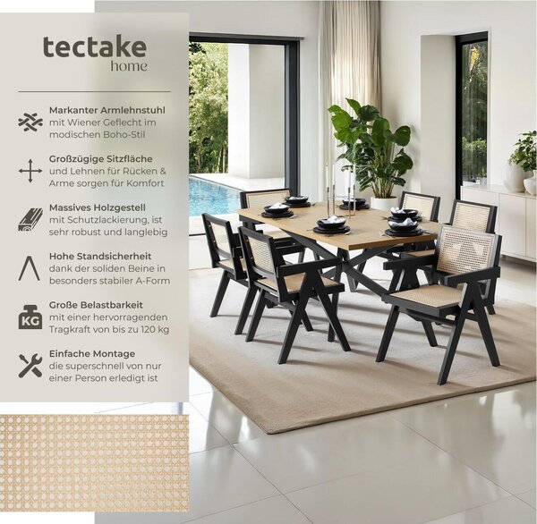 Tectake® Lissy křeslo v boho stylu 59 x 56,5 x 82,5 cm, nosnost 120 kg