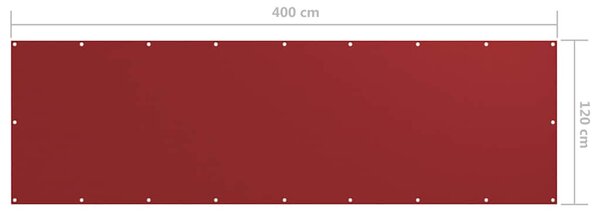 Balkónová zástěna červená 120 x 400 cm oxfordská látka 135041