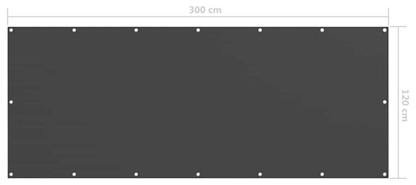 Balkónová zástěna černá 120 x 300 cm oxfordská látka 135064