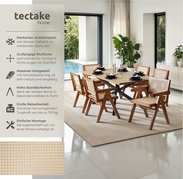 Tectake® Lissy křeslo v boho stylu 59 x 56,5 x 82,5 cm, nosnost 120 kg