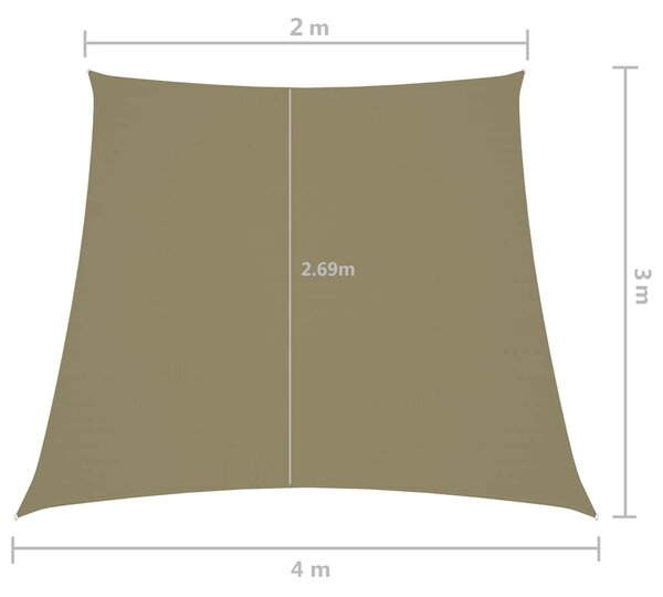 Stínicí plachta oxfordská látka lichoběžník 2/4 x 3 m béžová 135186