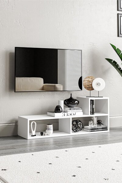 TV stolek/skříňka Burcak (bílá). Akce -14%