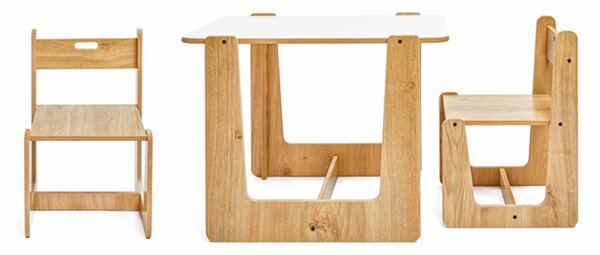 Set dětský stolek a židle Callie 2 (bílá + naturální)