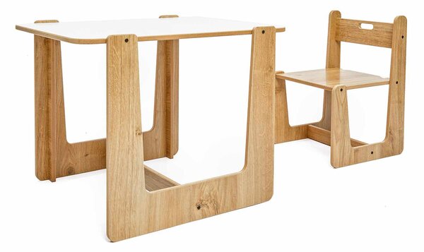 Set dětský stolek a židle Callie mono (bílá + naturální)