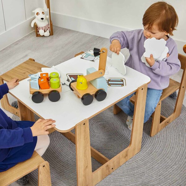 Set dětský stolek a židle Callie 2 (bílá + naturální)