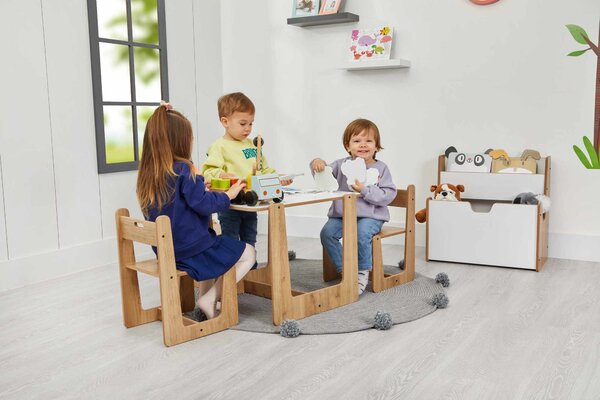 Set dětský stolek a židle Callie 2 (bílá + naturální)