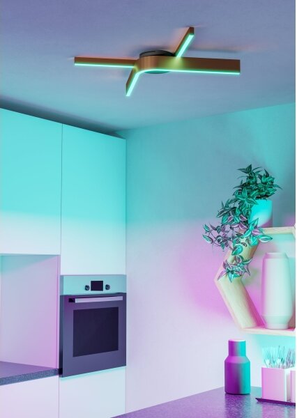 Eglo 901863 - LED RGBW Stm. str. svítidlo FOLCINO-Z 2xLED/18W/230V měděná/černá