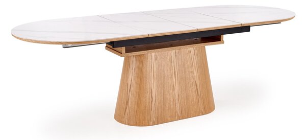 Jídelní stůl (pro 8 osob) Simle (bílý mramor + přírodní)