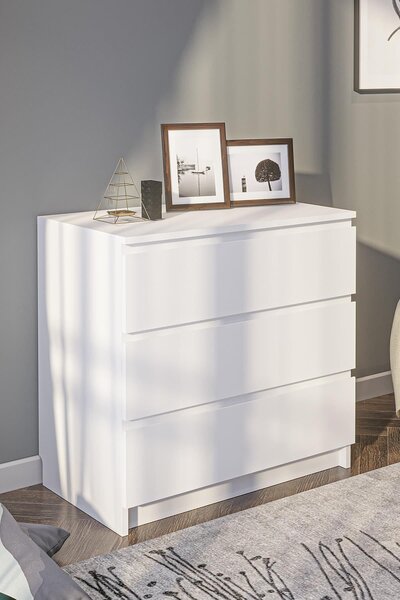 Komoda Dorinko 3 (bílá). Akce -20%