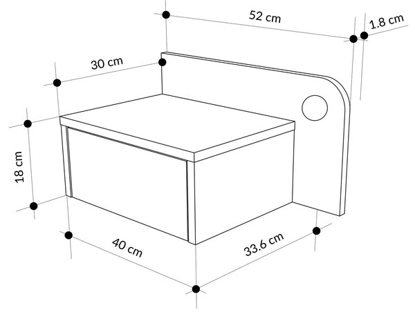 Noční stolek Dotka (bílá + šedá). Akce -20%