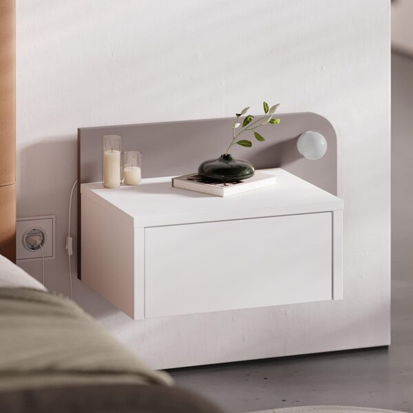 Noční stolek Dotka (bílá + mokka). Akce -20%