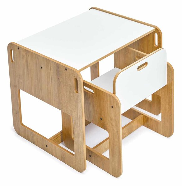 Set dětský stolek a židle Durumo (bílá + naturální)