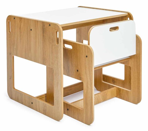Set dětský stolek a židle Durumo (bílá + naturální)