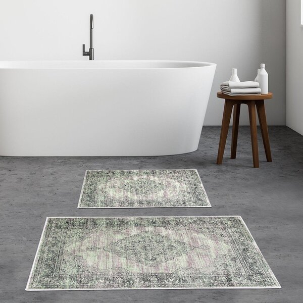 Zeleno-šedé koupelnové předložky v sadě 2 ks 60x100 cm – Foutastic