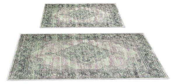 Zeleno-šedé koupelnové předložky v sadě 2 ks 60x100 cm – Foutastic