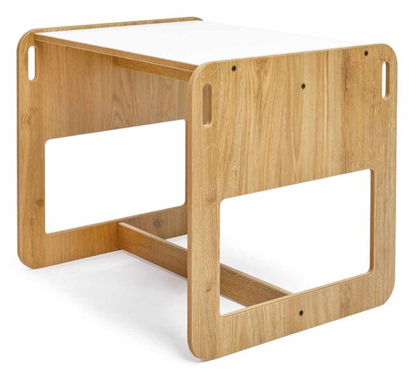 Set dětský stolek a 2 židle Durumo 2 (bílá + naturální)