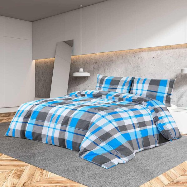 Sada ložního prádla modrá a šedá 200 x 200 cm bavlna 136072