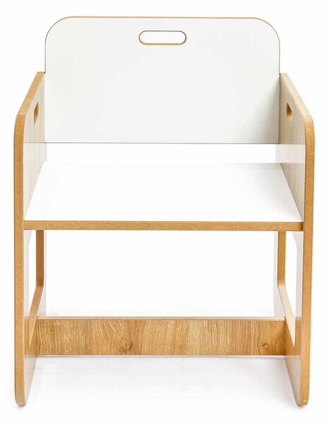 Set dětský stolek a 2 židle Durumo 2 (bílá + naturální)