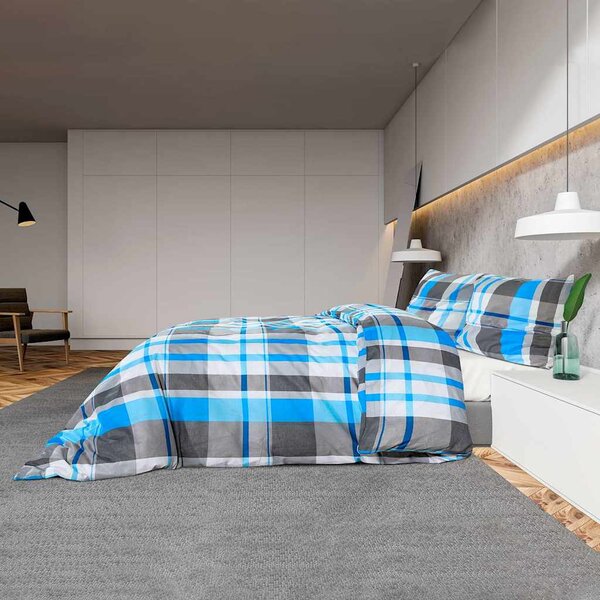 Sada ložního prádla modrá a šedá 200 x 200 cm bavlna 136072