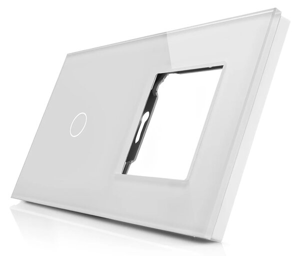 Skleněný panel pro jednoduchý vypínač a 1 zásuvkový modul ROON - R-1C/SR-W