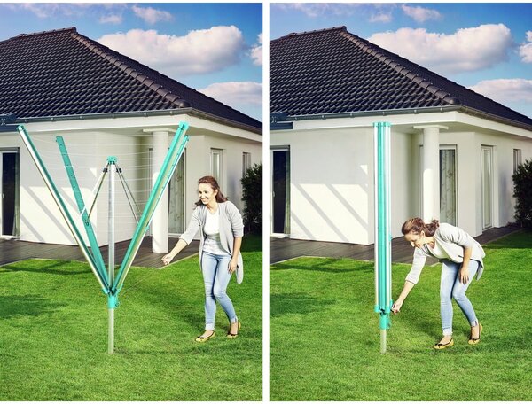 Venkovní sušák na prádlo ve stříbrné barvě 60 m Linomatic 600 Deluxe Cover – LEIFHEIT