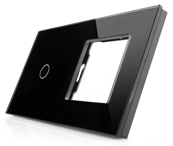 Skleněný panel pro jednoduchý vypínač a 1 zásuvkový modul ROON - R-1C/SR-B