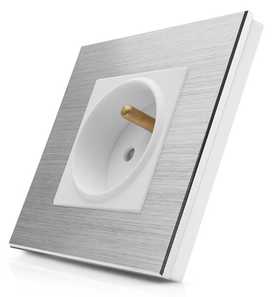 Kompletní 230V zásuvka v hliníkovém rámečku R-1Socket-FR-ALU-SW