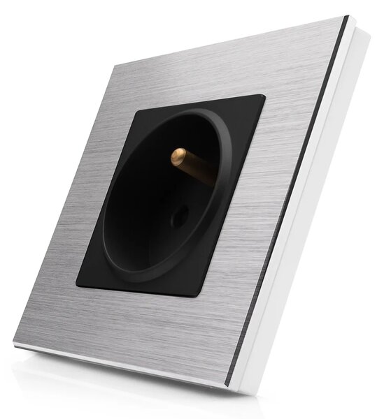 Kompletní 230V zásuvka v hliníkovém rámečku R-1Socket-FR-ALU-SB