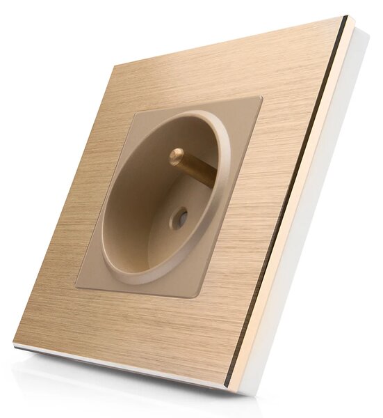 Kompletní 230V zásuvka v hliníkovém rámečku R-1Socket-FR-ALU-GG