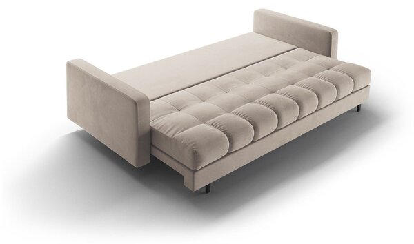 Béžová sametová rozkládací/s úložným prostorem pohovka 222 cm Bali – Cosmopolitan Design