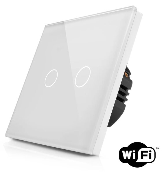 Skleněný dotykový dvojitý vypínač s wifi R-T602-wifi-W