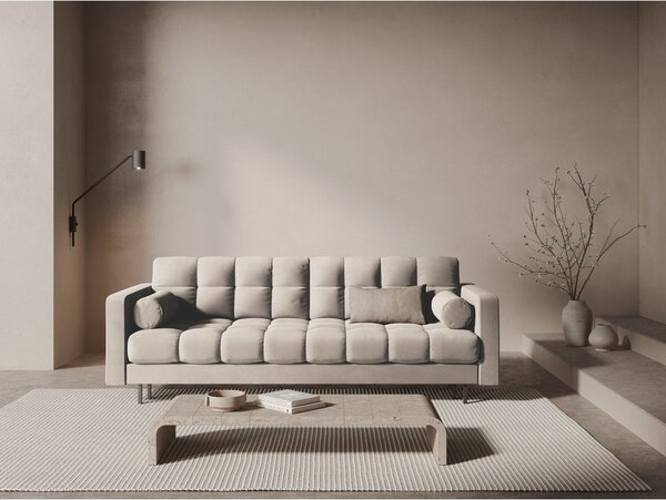 Béžová sametová rozkládací/s úložným prostorem pohovka 222 cm Bali – Cosmopolitan Design