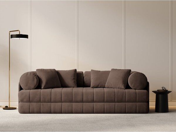 Hnědá sametová rozkládací pohovka 206 cm Kemi – Cosmopolitan Design