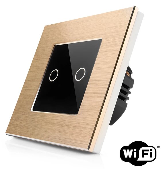 Dotykový dvojitý vypínač z broušeného hliníku s wifi R-T602-wifi-ALU-GB