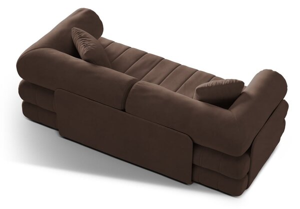 Hnědá sametová rozkládací pohovka 206 cm Kemi – Cosmopolitan Design