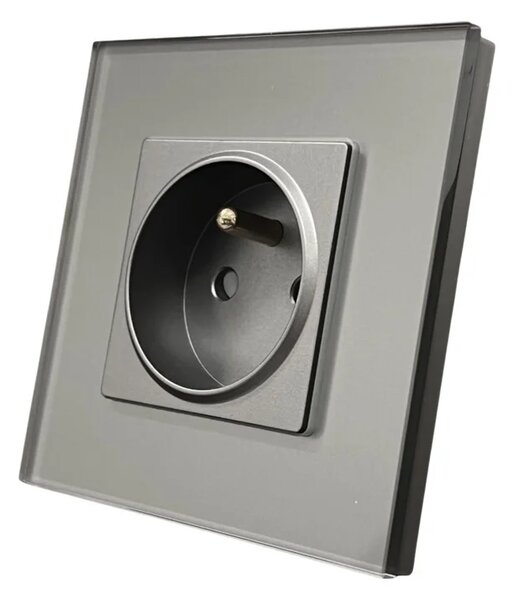 Kompletní 230V zásuvka ve skleněném rámečku R-1Socket-FR-GR