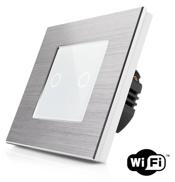 Dotykový dvojitý vypínač z broušeného hliníku s wifi R-T602-wifi-ALU-SW