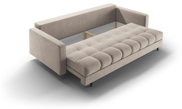 Béžová sametová rozkládací/s úložným prostorem pohovka 222 cm Bali – Cosmopolitan Design