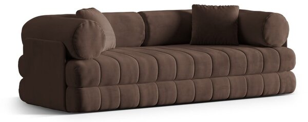 Hnědá sametová rozkládací pohovka 206 cm Kemi – Cosmopolitan Design