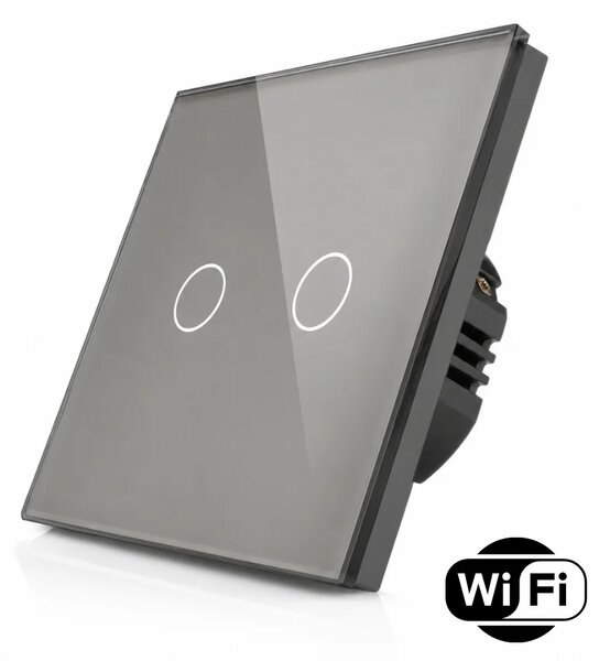 Skleněný dotykový dvojitý schodišťový vypínač s wifi R-T602SW-GR