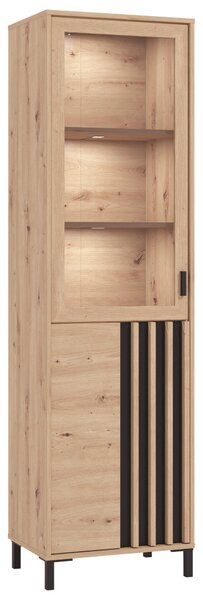 VITRÍNA, černá, dub artisan, 54,6/192,6/40 cm Hom`in - Kredence a vitríny