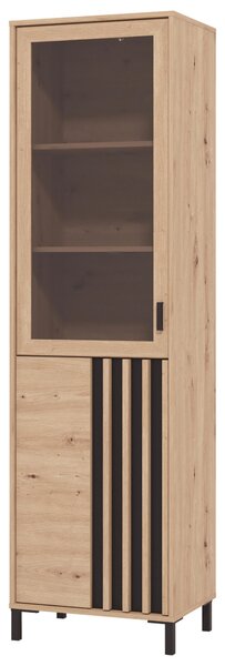 VITRÍNA, černá, dub artisan, 54,6/192,6/40 cm Hom`in - Kredence a vitríny